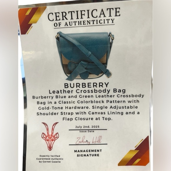 Burberry Teal and Brown Crossbody Shoulder Saddle Bag Purse - Picture 7 of 8